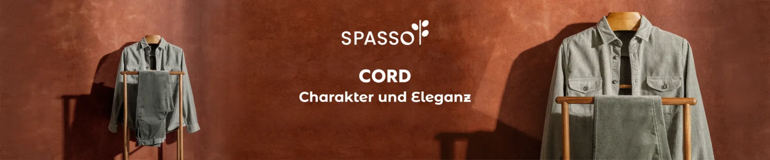 Werbung für Bio-Kleidung aus Kord der Marke Spasso.